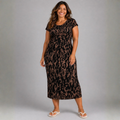 Black Tie Dye Short Sleeve Stretchy T-Shirt Midi Dress